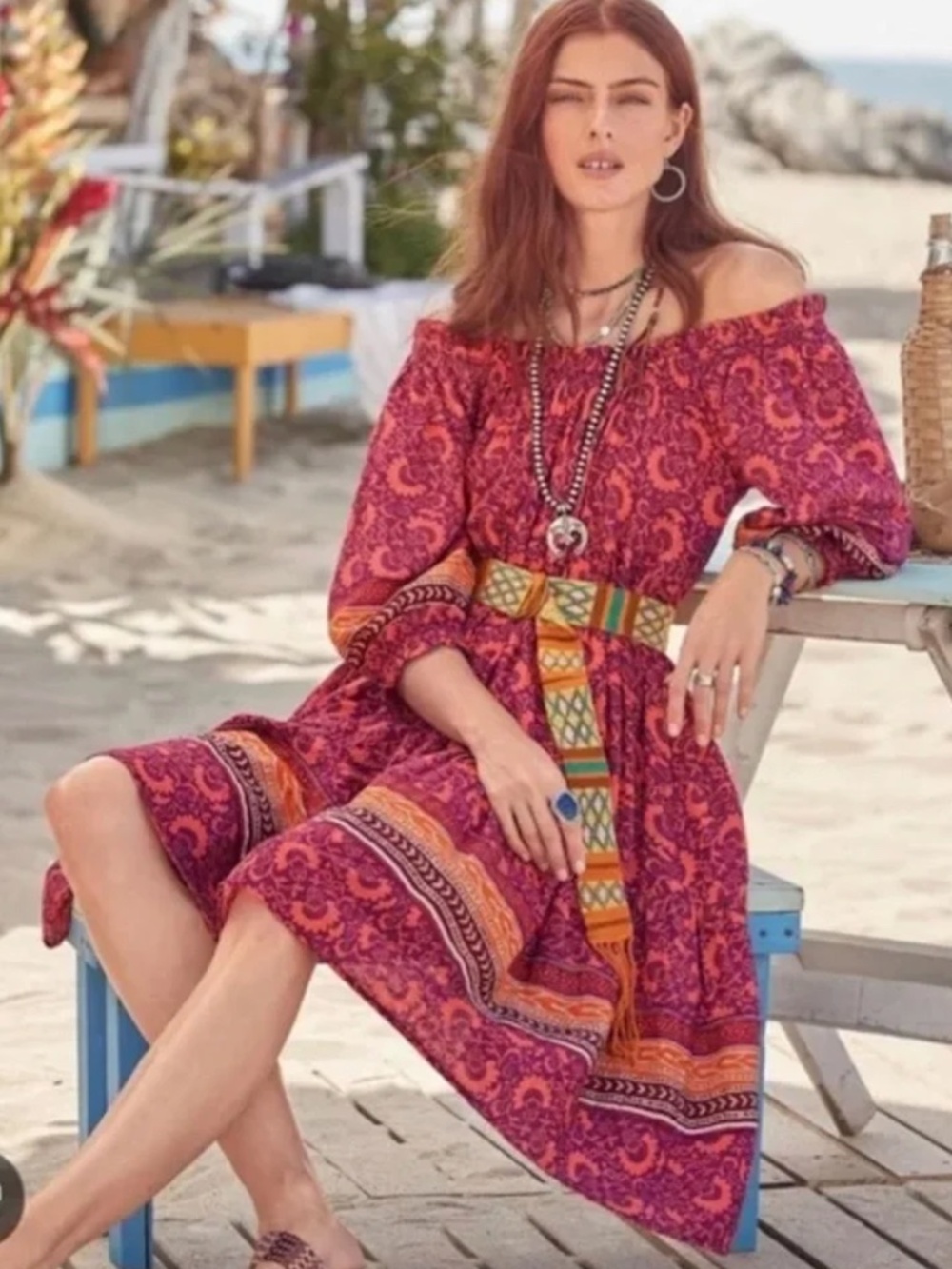 SUNDANCE Lands Floral Print 3/4 Sleeve Dress EUC/sz PL